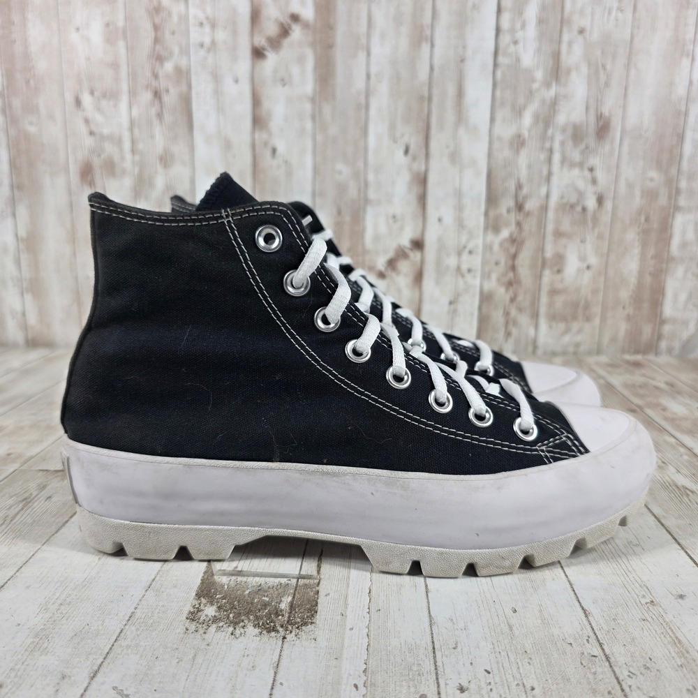 Converse Chuck Taylor All Star Lugged High‎ Top Black White Sneakers Mens 7 - Picture 1 of 8